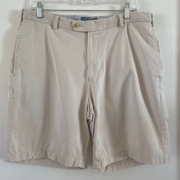 Peter Millar Other - Peter Millar Mens‎ Shorts Beige Pima Cotton Flat Front Casual Chino Size 35
